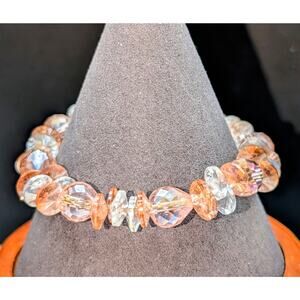 Pink & Clear Crystal Gold Tone Pull Chain Dangle Bracelet